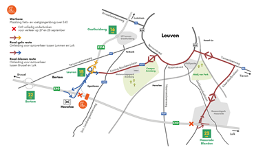 Omleiding E40 - fietsbrug 29L